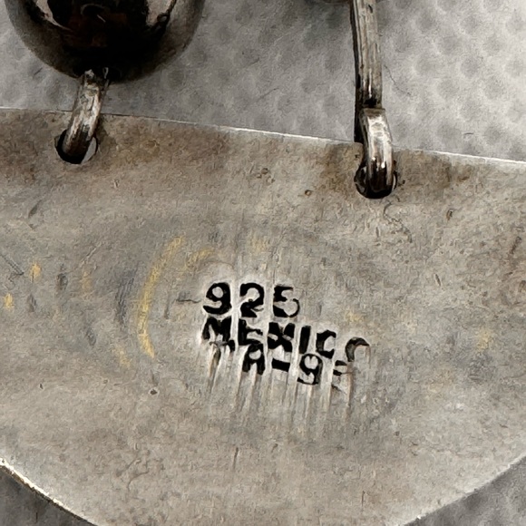 Vintage Taxco earrings sterling silver dangle pendulum onyx modernist - Picture 8 of 13